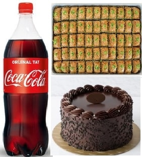 Aile Boyu Tatlı Keyfi Pasta Baklava ve 1 Litre Cola Paketi pasta